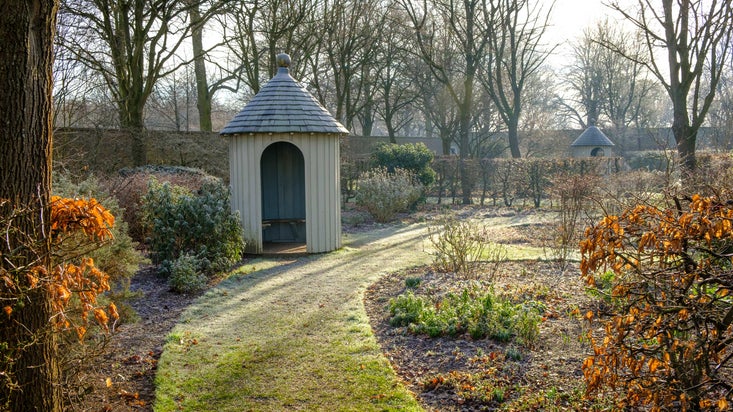 The Wilderness garden in winter at Ham House and Garden, London